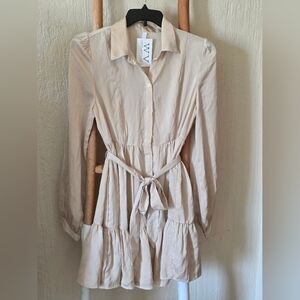 WESTERN VOGUE Boutique Western Vibes Cream Button-Up Dress